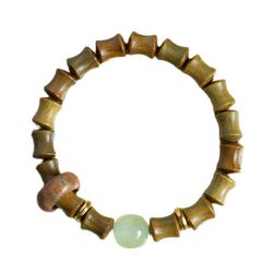 Natural green sandalwood bracelets for men to rise steadily and play with Buddhist beads, bamboo bracelets for female students to take exams