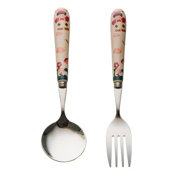 Jingyou cute spoon fork set ceramic handle