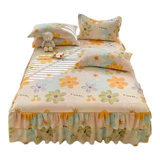2025 new bed skirt single piece all seasons pure cotton fitted sheet covering ugliness hem bedspread princess style lace style