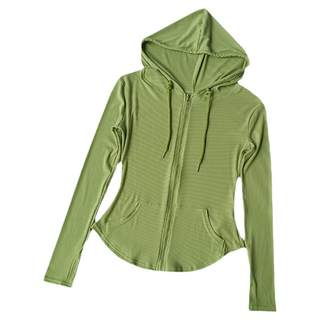 women's spring fitness drawstring hooded sports coat