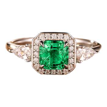 925 silver 1 carat cultured emerald ring
