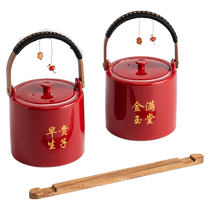 Childrens bucket married womans red dowry supplies collection happy event ornaments natal familys dowry toilet wedding bucket spittoon