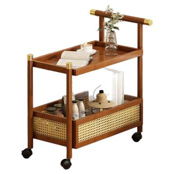 The side table is a medieval style small cart living room movable storage rack with wheels snack storage rack bedside coffee table small table