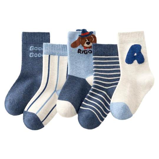 袜子男童秋款纯棉儿童中筒袜宝宝男孩大童秋冬长棉袜男宝童袜冬季