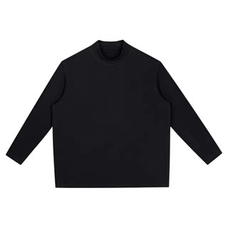 半墨大码德绒T恤男宽松秋冬季发热半高领保暖打底衫胖子内搭上衣