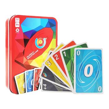 ເກມກະດານ Uno Solitaire Uno Thickened Solitaire PVC Iron Box Punishment Card Game Tabletop Party Casual