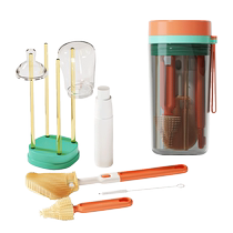 Portable milk bottle brushed suit cleaning refreshing baby special silicone cleaning brush containing box washing bottle shot