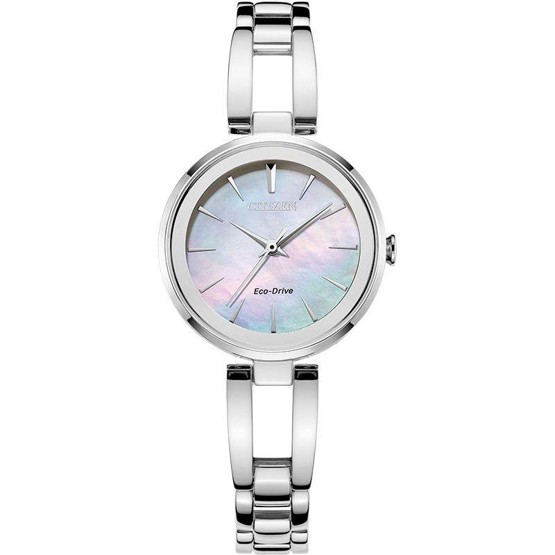 Citizen simple mother-of-pearl disc hollow steel band light kinetic energy women's watch birthday gift EM0631