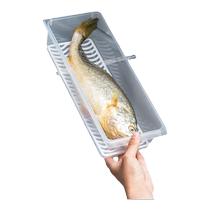 Japanese refrigerator storage box fish cold-shaped frozen refrigerated kitchen plastic drain crisper rectangular lidded storage meat box