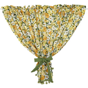 British Pastoral Floral Block Curtain ຜ້າມ່ານຂະຫນາດນ້ອຍເຄິ່ງ curtain Hook Free Punch Door Curtain Korean Paste Velcro Customized