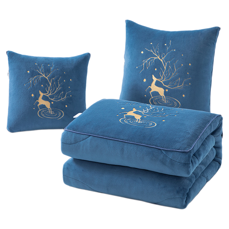 Thick double-sided velvet pillow and quilt two-in-one