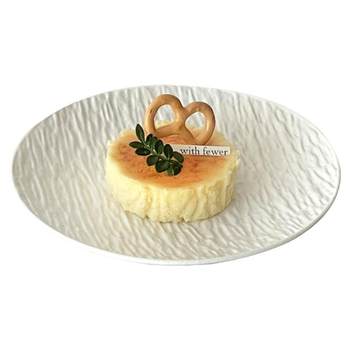 Ins feng rock pattern round ceramic cake plate flat plate