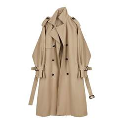 ເສື້ອກັນໜາວຍິງ VEGA CHANG khaki windbreaker ປີ 2024 ລະດູໃບໄມ້ປົ່ງ ແລະລະດູໃບໄມ້ປົ່ງໃໝ່ແບບເກົາຫຼີ ເສື້ອຢືດກາງ-ຍາວ drapey casual jacket