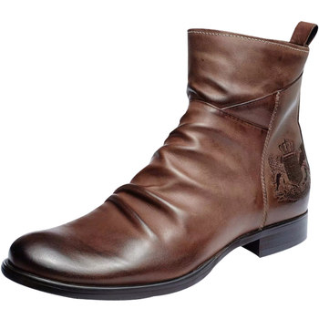 Martin boots autumn shoes 2021 new men's pleated embroidered shoes ins super hot short boots knight boots ເກີບລົດຈັກຜູ້ຊາຍ