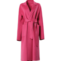 DPLAY (Black Label) Winter Lazy Rose Pink Water Corrugated Double-sided Wool Coat for Women