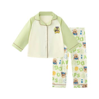 ທີມ paw paw a class antibacterial boys pajamas boys spring and autumn new sleeve home clothes set loose children's pajamas