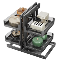 转角拉篮小怪物厨房橱柜太空铝合金全拉出厨柜拐角置物架阻尼缓冲