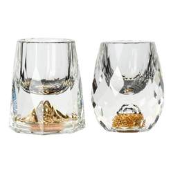 Gold foil white wine cup set glass small cup home crystal Jinshan scale wine divider wine cup gift box