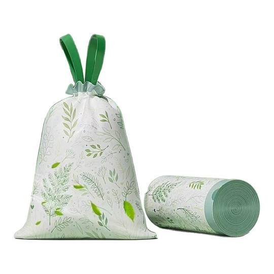 Printed drawstring garbage bag household portable thickened household large car plastic bag extra thick kitchen new style