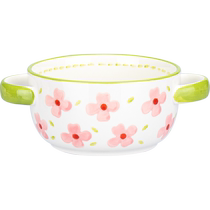 摩登主妇原创手绘双耳陶瓷碗儿童吃饭小碗家用早餐碗沙拉烘焙烤碗