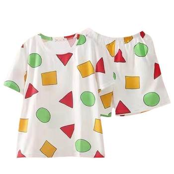 Pajamas ສໍາລັບແມ່ຍິງ summer ສັ້ນແຂນສັ້ນແຂນສັ້ນຄໍຮອບ pullover ເຄື່ອງນຸ່ງຫົ່ມເຮືອນກາຕູນແບບບາງໆສາມາດອອກໄປໄດ້ສອງຊຸດ Mickey