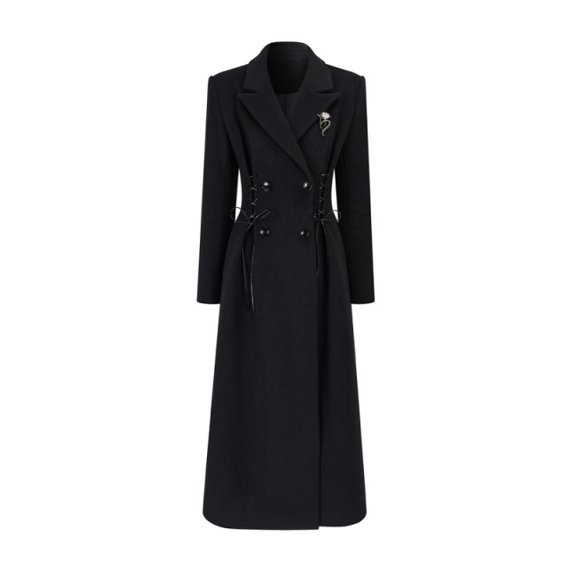 HiimDai supermodel hourglass waist woolen coat