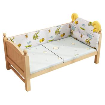 All solid wood spliced bed crib with wide bedside