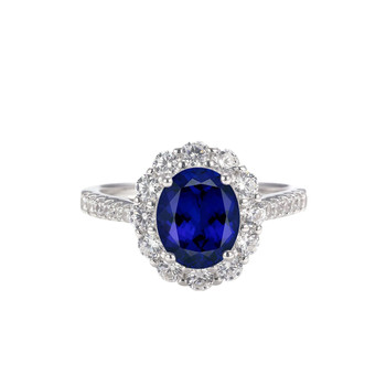 Leidy haute couture flowers cornflower blue s925 silver 8a exploding diamond ring 4 carat ring