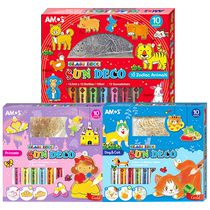 (Self-operated) AMOS childrens no-bake glue painting girl handmade DIY coloring painting Lun Crystal Castle painting toy