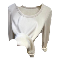 Low-collar thermal underwear for women plus velvet and thickened bottoming shirt autumn and winter integrated velvet U-neck with brushed long-sleeved autumn coat