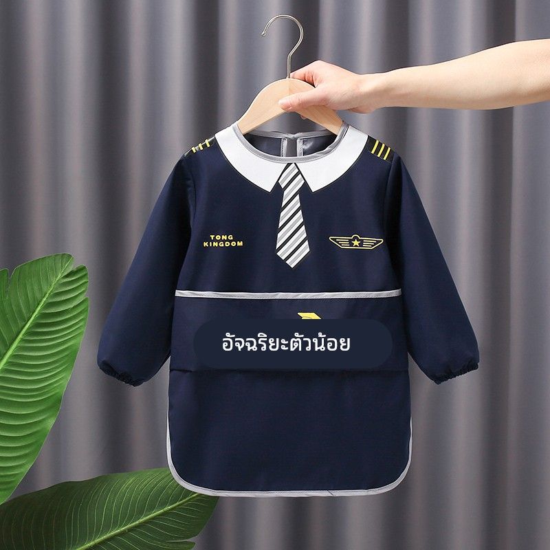 Baby eating smock, autumn and winter children's bib, apron, rice pocket, waterproof and dirt-proof, long-sleeved, male baby wears outside and inside out