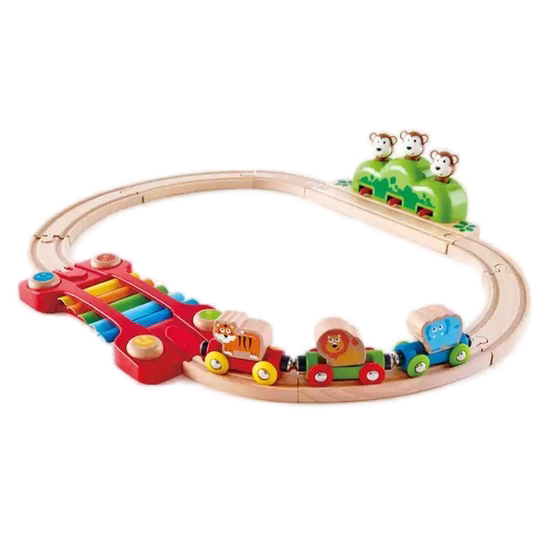 
Hape Train Track Jungle Music Set 1 Year Old + Children's Educational Toys Baby Infant and Toddler Wooden Model Set