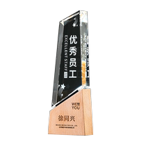 Solid wood crystal trophy custom-made creative awards for outstanding employees company annual meeting honors custom-made medals
