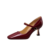 Lily Wei red French retro small leather shoes 2024 new high heels Yujie sexy small size 313233