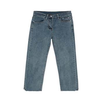 ຮູບຊົງ Pear-shaped jeans ແມ່ຍິງດູໃບໄມ້ລົ່ນໄຂມັນເອື້ອຍ mm ວ່າງກະທັດຮັດເກົ້າຈຸດ chic pants ແບບຮົງກົງກົງ
