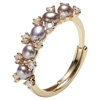 Daila <eternal wreath> haute couture ring 3-4mm nuclear freshwater pearl ring opening adjustable