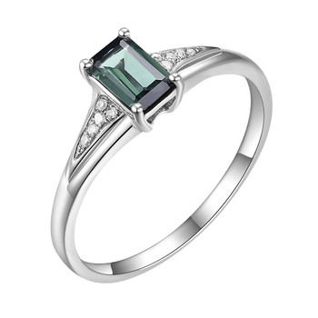 Natural colored green tourmaline ring 18k gold set with diamonds