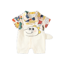 Baby clothes summer thin baby boy jumpsuit hundred days handsome fake two-piece sweater summer clothes for infants and young children