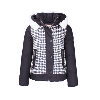 Counter spot ELAND clothes love houndstooth warm and slim hooded short down jacket for women EEJD44T51D