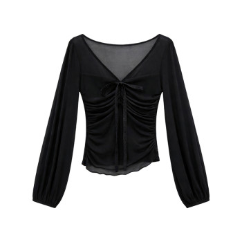Chestnut xixi sanskrit wonderland 2 early spring black chiffon shirt top women's white lace skirt suit