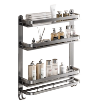 Bathroom storage rack towel rack no punching bathroom 304 stainless steel gun gray bathroom storage wall hanging