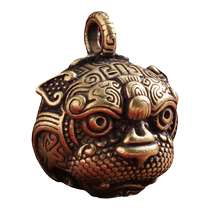 Pet retro brass bell collar tiger head Pixiu gluttonous cat dog bell collar retro metal gift