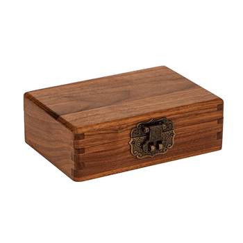 Wooden box retro lock solid wood desktop storage box