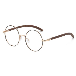 近视眼镜框男复古圆框可配防蓝光防雾女显瘦仿木纹眼睛架变色镜片