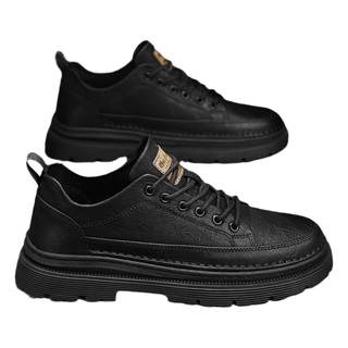 森马男鞋2025新款冬季英伦风商务正装休闲皮鞋男款加绒保暖棉鞋W