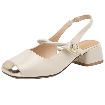 Dadong thick heeled toe sandals, small leather shoes, medium and high heels