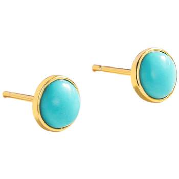 Longfeng lusongxuan natural turquoise round earrings