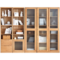 Original solid wood bookcase with glass door study storage storage cabinet oak floor-standing combination bookcase H8171
