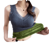 Shea butter moisturizing plus velvet vest for women with chest pads autumn and winter thickened one-piece velvet bottoming shirt warm suspender inner wear