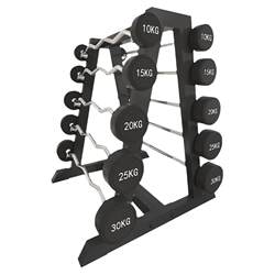 Commercial Fixed Barbell Set Barbell Rack Round Head Non-Loose Curved Barbell Gym Integrated Rubber-Coated Barbell